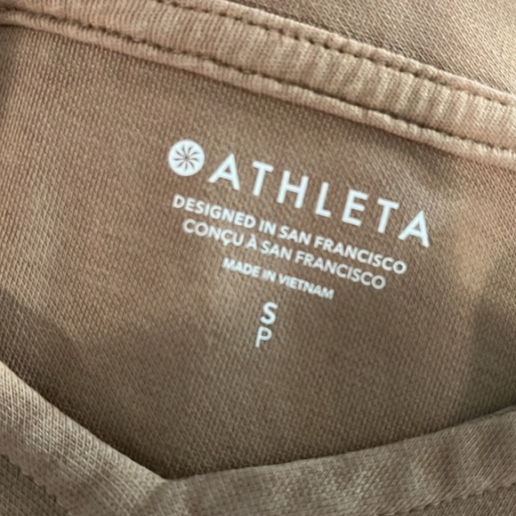 Athleta Sundown Hoodie Sweatshirt Size Small Big Sur Brown Organic Cotton - Picture 8 of 14